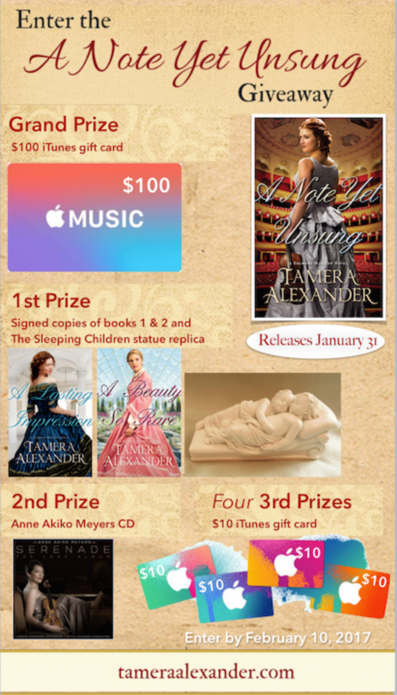 Thanks all for entering & sharing about A Note Yet Unsung. Contest winners listed below!