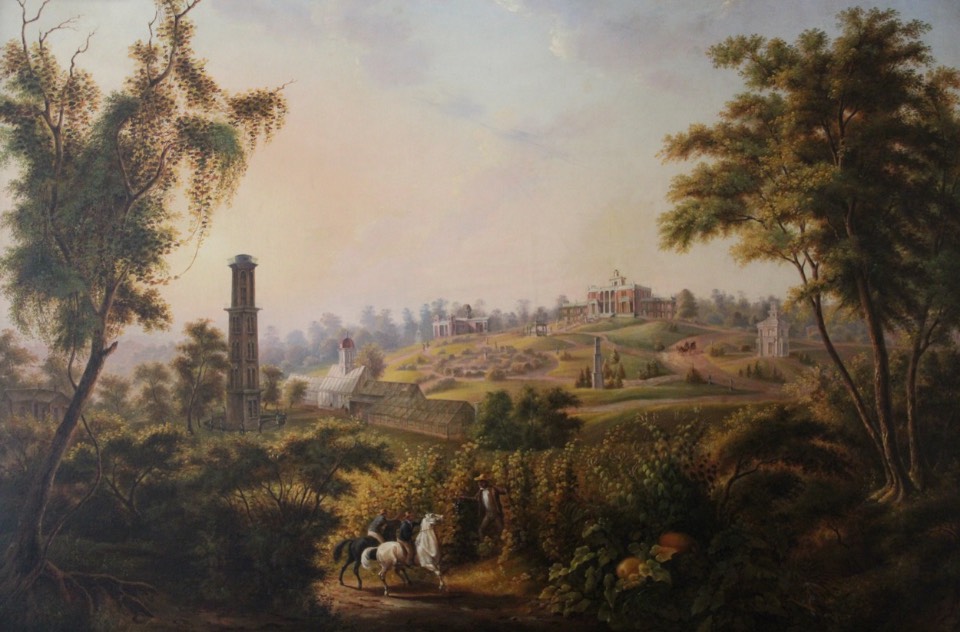 a painting of the Belmont Mansion circa 1860s—and as portrayed in the Belmont Mansion novels