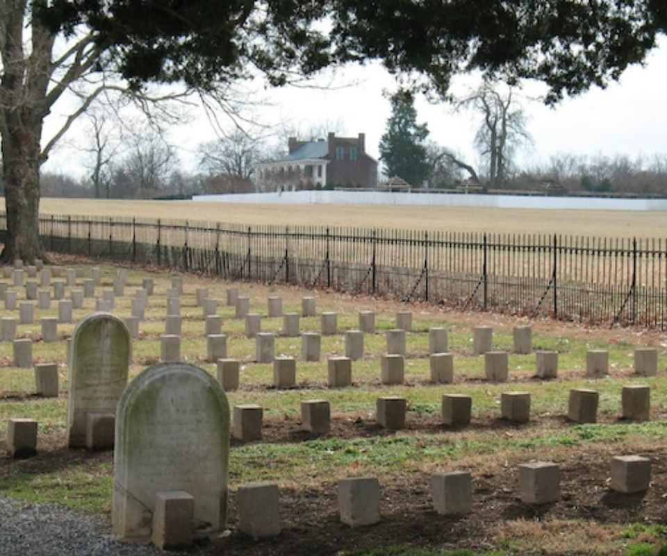 Front of the house from the cemetery (image courtesy of Battle of Franklin Trust)