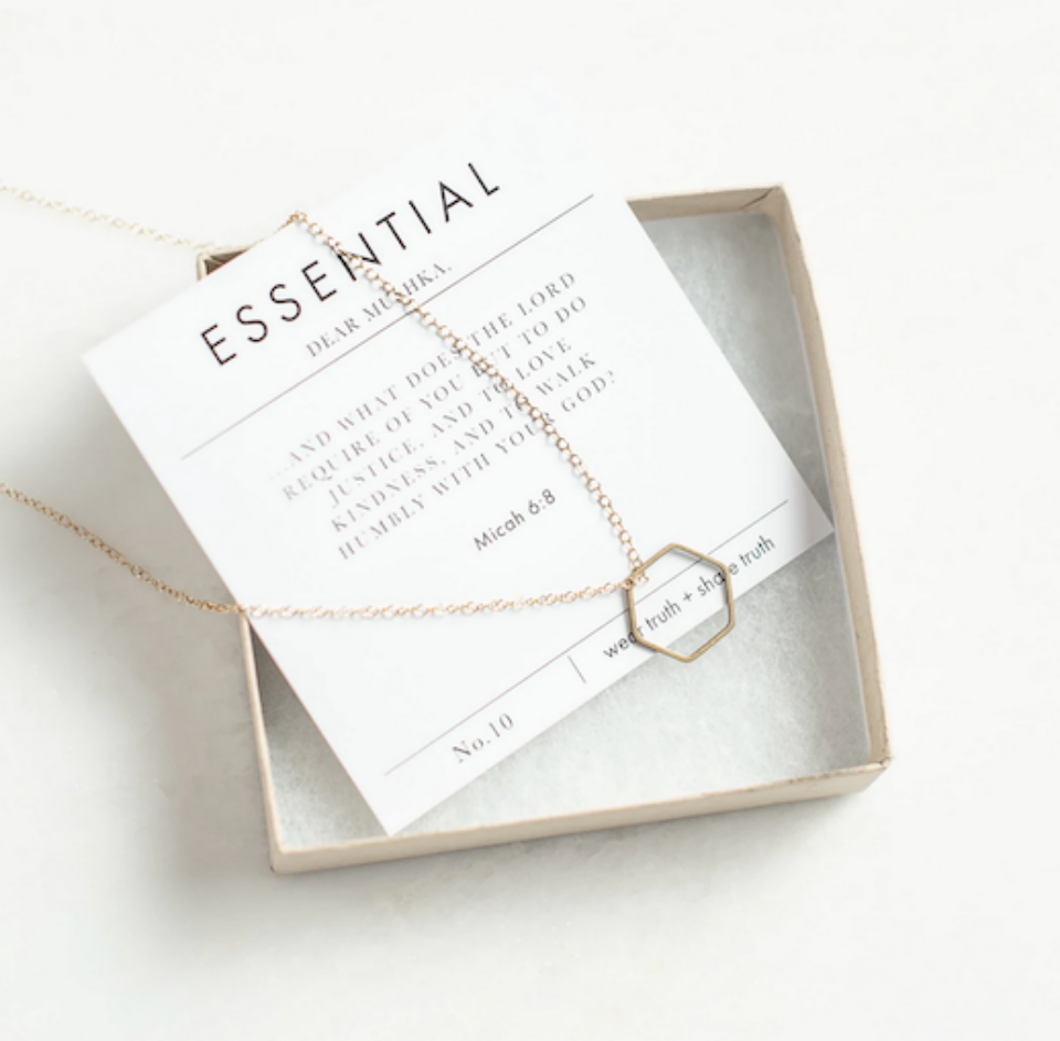 Congrats to Teri Geist DiVincenzo won this Dear Mushka necklace named ESSENTIAL (Micah 6:8).